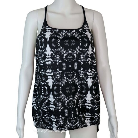 Fabletics Norwalk Tie Dye Black White Tank Top - Picture 2 of 4